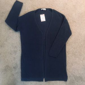 NWT Pink Rose Long Cardigan Midnight Blue Sz Lg
